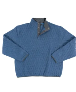 FX Fusion 'F/X Fusion' Men's Quilted Snap Mock Pullover - Indigo Heather