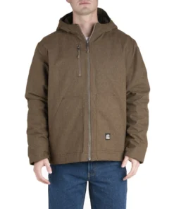 'Berne' Men's Heathered Modern Hooded Jacket - Bark