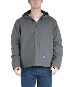 'Berne' Men's Heathered Modern Hooded Jacket - Titanium