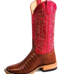 'Anderson Bean' Men's 13" HorsePower Top Hand Western Square Toe - Brandy Caiman Belly / Red Sinsation