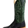 'Anderson Bean' Men's 13" HorsePower Top Hand Full Quill Ostrich - Black / Emerald Explosion
