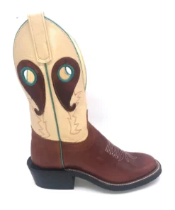 Olathe Boots 'Olathe' Men's 12" Rough Stock Western Round Toe - Chestnut Oil Latigo / Teal / Cream