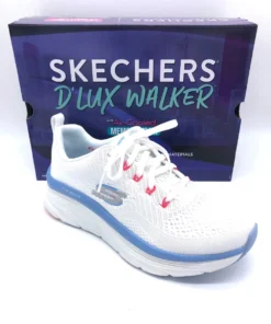 'Skechers' Women's D'Lux Walker-Fresh Finesse - White / Pink / Blue