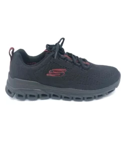 'Skechers' Men's Glide-Step Fasten Up Wide Running Shoe - Black / Red