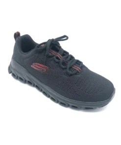 'Skechers' Men's Glide-Step Fasten Up Wide Running Shoe - Black / Red