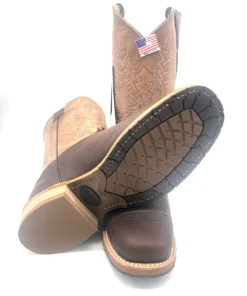 Abilene Boot Co. 'Abilene' Men's Bison Two-Toned Western Square Toe - Dark Brown / Tan