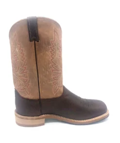 Abilene Boot Co. 'Abilene' Men's Bison Two-Toned Western Square Toe - Dark Brown / Tan