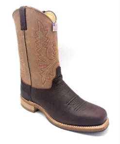 Abilene Boot Co. 'Abilene' Men's Bison Two-Toned Western Square Toe - Dark Brown / Tan