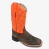 Kids 'Old West' Youth Western Broad Square Toe - Brown / Orange