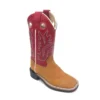 Kids 'Old West' Children's Ultra Flex Western Broad Square Toe - Tan / Red