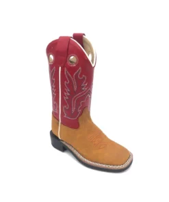 Kids 'Old West' Children's Ultra Flex Western Broad Square Toe - Tan / Red