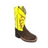 'Old West' Children's Western Broad Square Toe - Brown / Yellow Kids