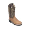 'Old West' Children's Western Broad Square Toe - Tan / Brown Crackle Kids