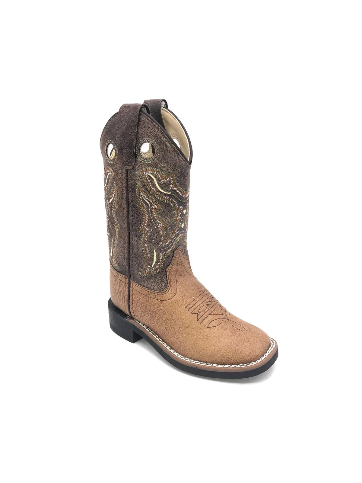 'Old West' Children's Western Broad Square Toe - Tan / Brown Crackle Kids 3 'Old West' Children's Western Broad Square Toe - Tan / Brown Crackle Kids