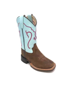Kids 'Old West' Children's Western Broad Square Toe - Brown / Blue
