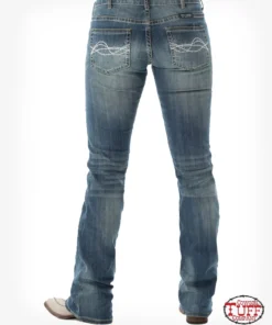 JUST TUFF JEANS 'Cowgirl Tuff' Women's 'Don't Fence Me In' Bootcut - Medium Wash