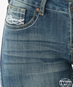 JUST TUFF JEANS 'Cowgirl Tuff' Women's 'Don't Fence Me In' Bootcut - Medium Wash