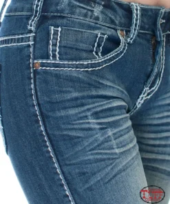 JUST TUFF JEANS 'Cowgirl Tuff' Women's Edgy Bootcut - Medium Wash