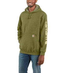 'Carhartt' Men's Midweight Logo Hoodie - True Olive Heather