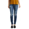 SILVER JEANS CO 'Silver Jeans' Women's Elyse Mid Rise Skinny - Destroyed Dark Indigo
