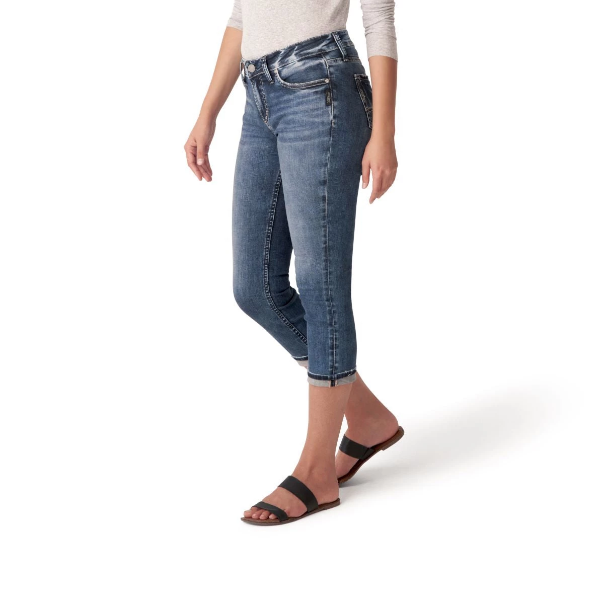 SILVER JEANS CO 'Silver' Women's Elyse Capri Jeans - Indigo 3 SILVER JEANS CO 'Silver' Women's Elyse Capri Jeans - Indigo
