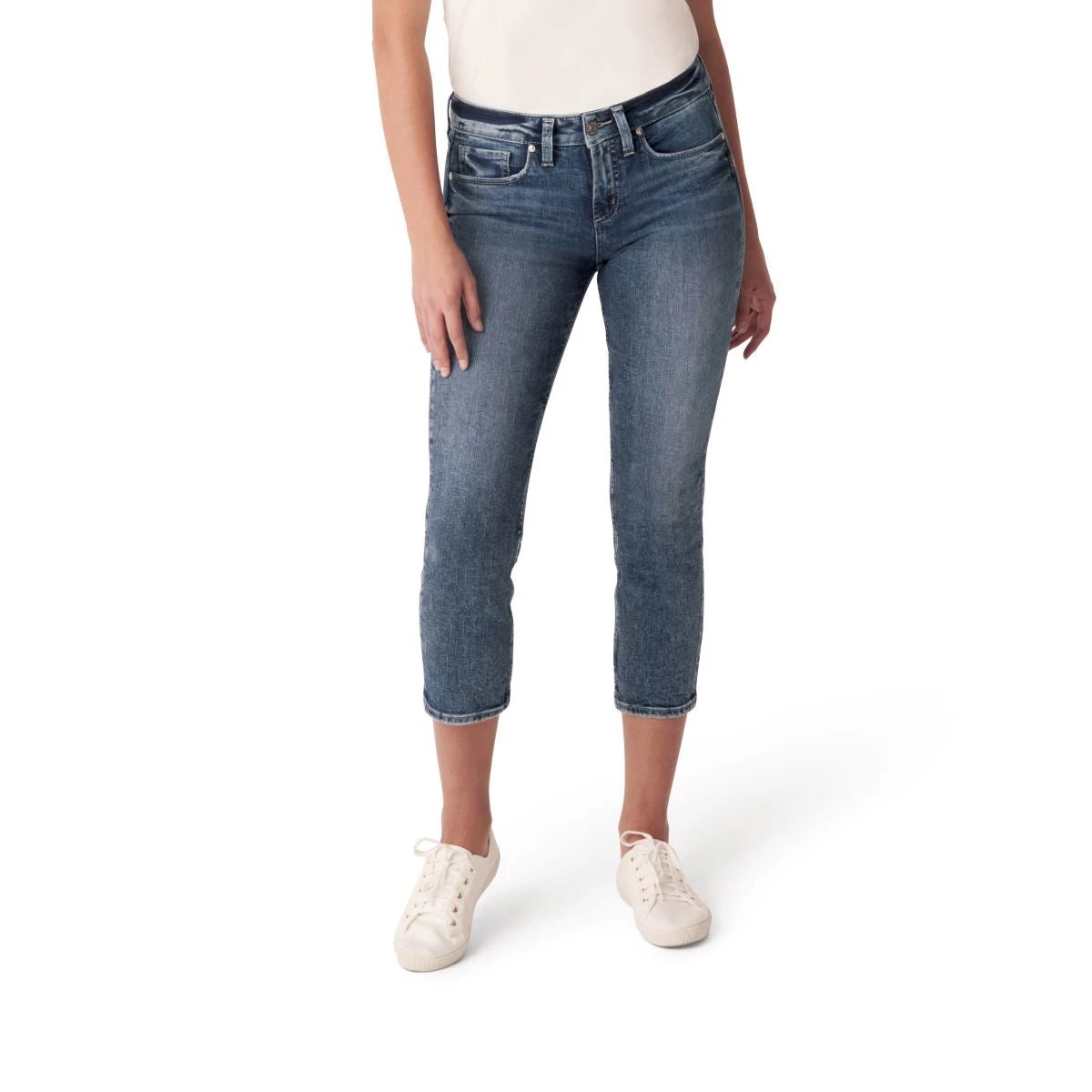 SILVER JEANS CO 'Silver Jeans' Women's Suki Mid Rise Straight Capri - Dark Indigo 3 SILVER JEANS CO 'Silver Jeans' Women's Suki Mid Rise Straight Capri - Dark Indigo