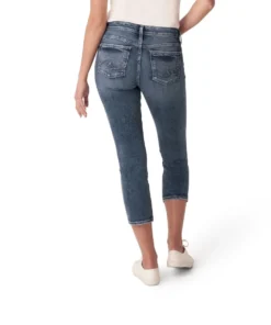 SILVER JEANS CO 'Silver Jeans' Women's Suki Mid Rise Straight Capri - Dark Indigo