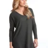 'Panhandle Slim' V-Neck Waffle Knit Tunic - Gray / Grey