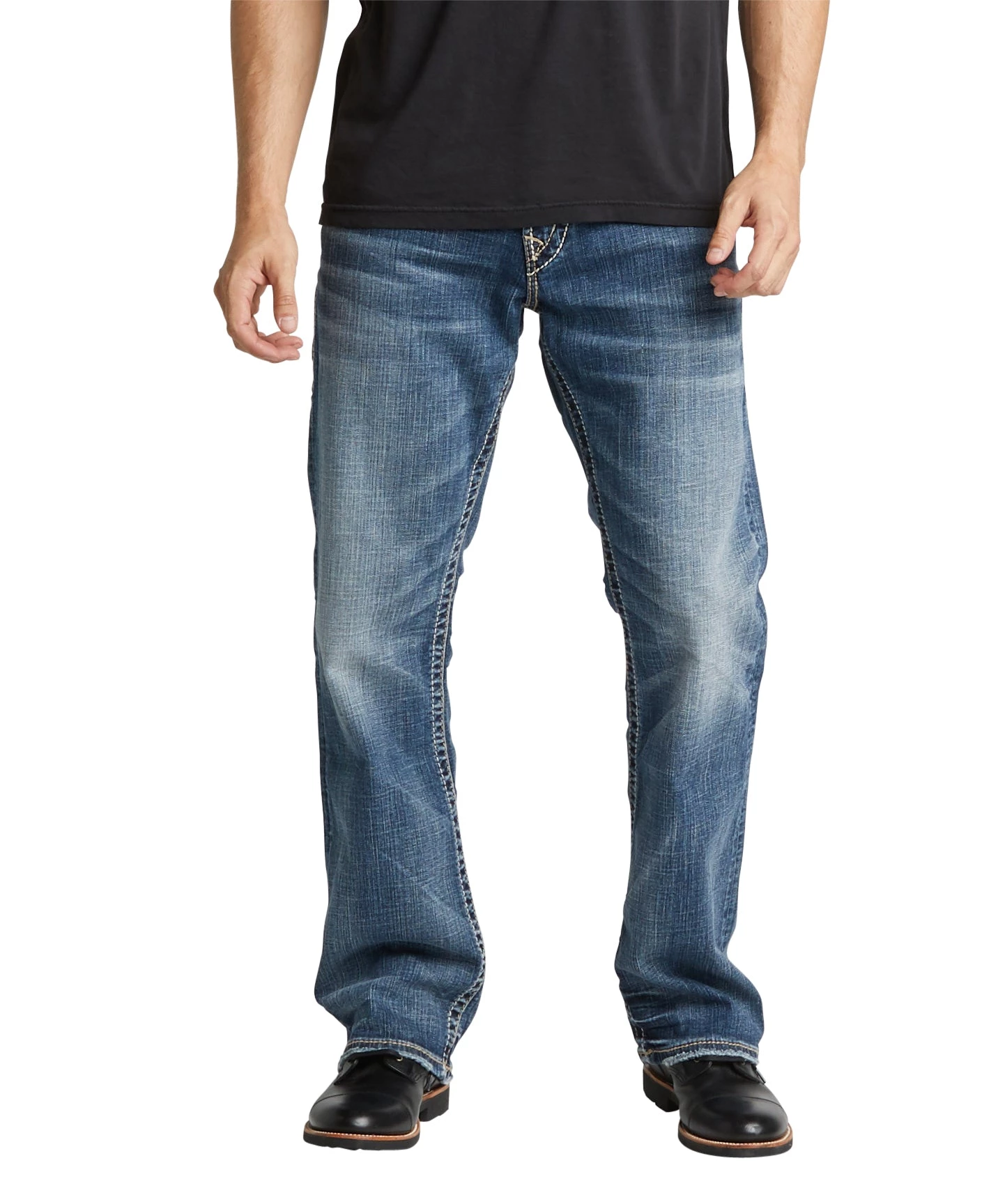 SILVER JEANS CO 'Silver Jeans' Men's Zac Relaxed Straight Leg - Light Wash Indigo 3 SILVER JEANS CO 'Silver Jeans' Men's Zac Relaxed Straight Leg - Light Wash Indigo