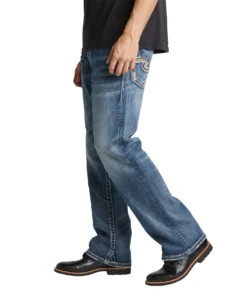 SILVER JEANS CO 'Silver Jeans' Men's Zac Relaxed Straight Leg - Light Wash Indigo