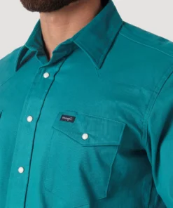 'Wrangler' Men's Advanced Comfort Cowboy Cut Snap Front - Turquoise