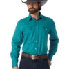 'Wrangler' Men's Advanced Comfort Cowboy Cut Snap Front - Turquoise