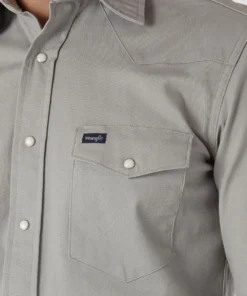 'Wrangler' Men's Advanced Comfort Cowboy Cut Snap Front - Cement