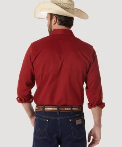 'Wrangler' Men's Advanced Comfort Cowboy Cut Snap Front - Red