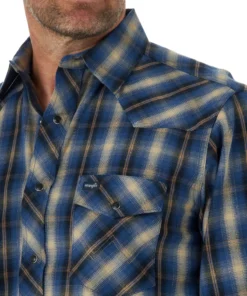 'Wrangler' Men's Premium Performance Advanced Comfort Snap Front - Blue