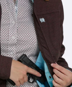 'Cinch' Women's Concealed Carry Bonded Jacket - Brown / Light Blue