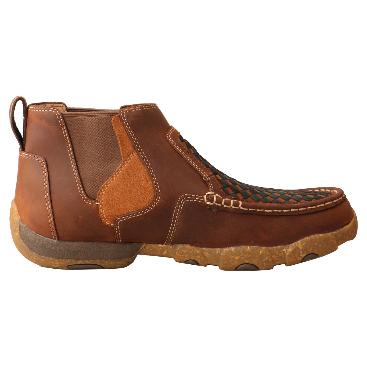 Twisted X Boots 'Twisted X' Men's 4" Chelsea Basket Weave Driving Moc - Oiled Saddle 7 Twisted X Boots 'Twisted X' Men's 4" Chelsea Basket Weave Driving Moc - Oiled Saddle