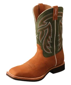 Twisted X Boots 'Twisted X' Men's 12" Horseman Western Square Toe - Tan / Dk Green