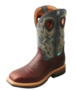 Twisted X Boots 'Twisted X' Men's 12" Lite Cowboy EH WP Square Alloy Toe - Brown / Teal Green