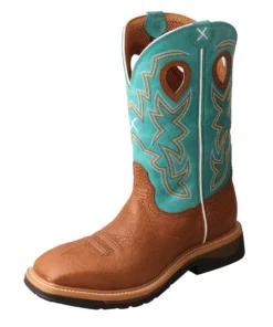 Twisted X Boots 'Twisted X' Men's 12" Lite Cowboy EH Steel Toe - Cognac / Turquoise