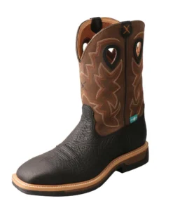 Twisted X Boots 'Twisted X' Men's 12" Lite Western Work EH WP Steel Toe - Black / Brown