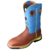 Twisted X Boots 'Twisted X' Men's Cowboy Skull Western Square Toe - Neon Blue / Neon Yellow / Brown Oiled Shoulder