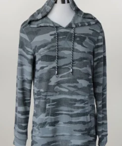 'Keren Hart' Women's Knit Camo Hoodie - Grey (ext. Sizes)
