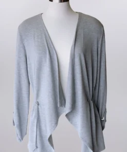 'Keren Hart' Women's Drawstring Cardigan - Heather Grey