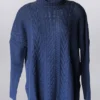 'Keren Hart' Women's Pullover Cowl Neck Sweater - Navy (ext. Sizes)