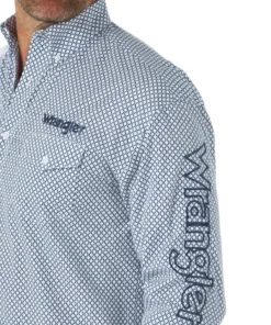 'Wrangler' Men's Logo Western Button Down - Blue