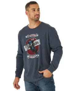 'Wrangler' Men's Western T-Shirt - Navy Heather