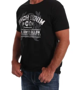 'Cinch' Men's Screen Print Logo Tee - Black