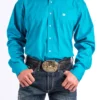 'Cinch' Men's Solid Western Button Down - Teal