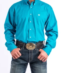 'Cinch' Men's Solid Western Button Down - Teal